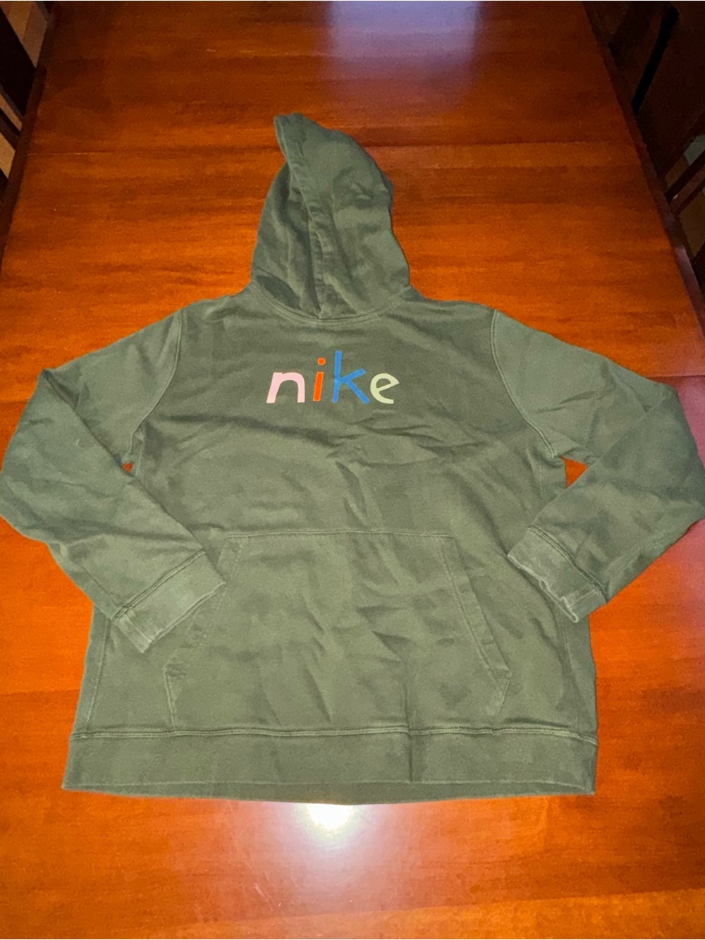 Nike Youth XL Olive Green Multicolor Logo Pullover Hoodie Kids
